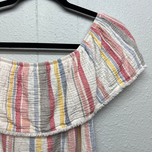 Allison Joy Gauzy Off Shoulder Ruffle Coastal Cowgirl Cottagecore Cotton Top XS - Picture 6 of 12